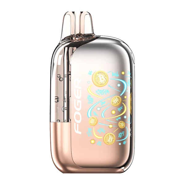 Close‑up of a puffxz disposable vape device showing the mesh coil chamber and e‑liquid window, with brand logo visible